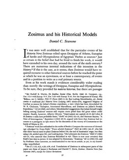 Zosimus and His Historical Models Scavone, Daniel C Greek, Roman and Byzantine Studies; Spring 1970; 11, 1; Proquest Pg