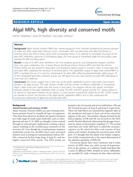 Algal Mips, High Diversity and Conserved Motifs Hanna I Anderberg†, Jonas ÅH Danielson† and Urban Johanson*