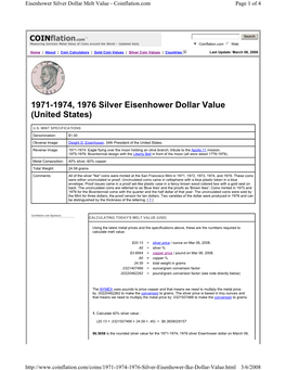 1971-1974, 1976 Silver Eisenhower Dollar Value (United States)