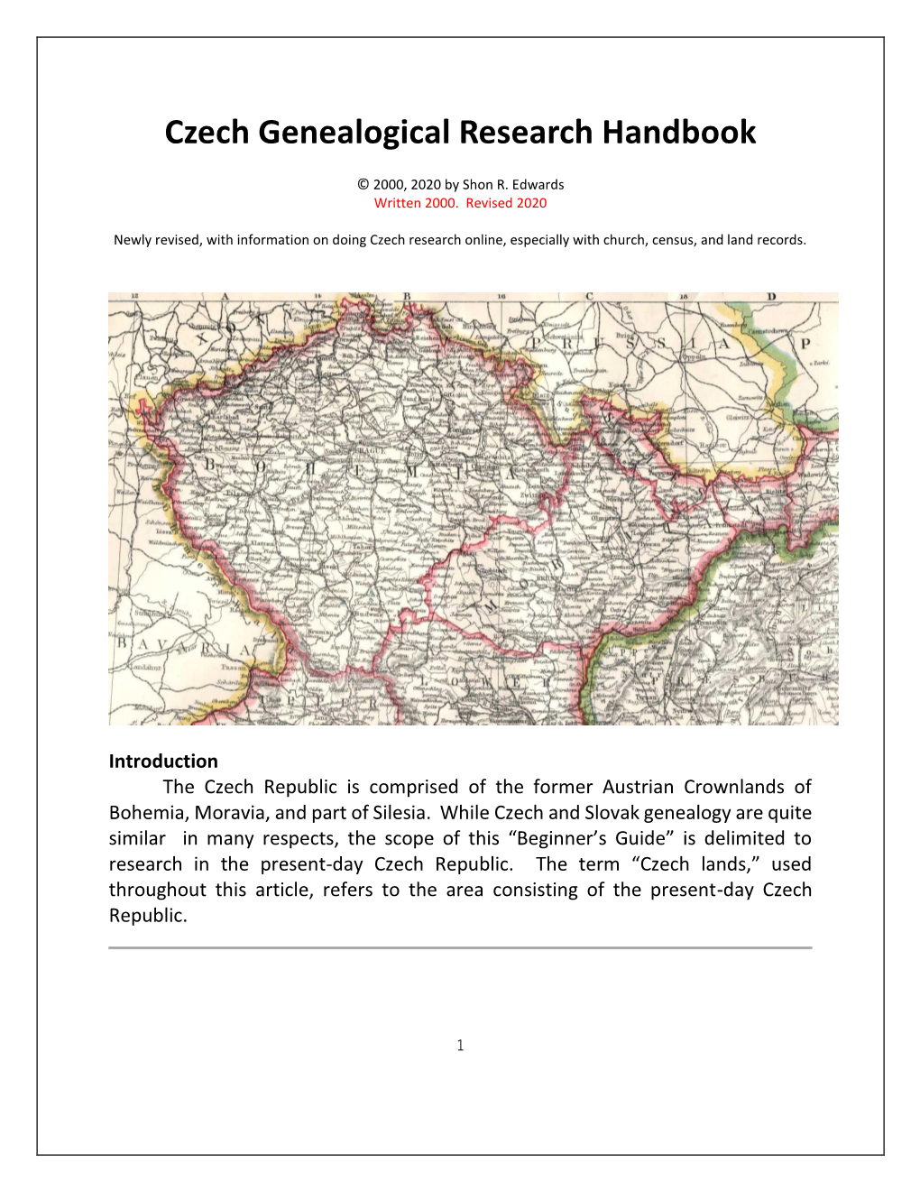 Czech Genealogical Research Handbook