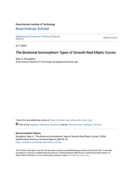 The Birational Isomorphism Types of Smooth Real Elliptic Curves