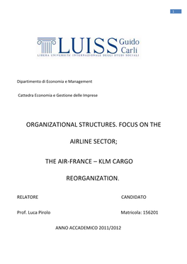 Organizational Structures. Focus on the Airline Sector; the Air-‐France