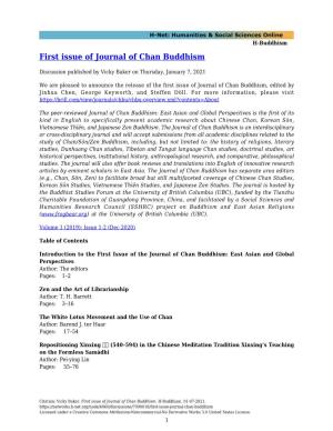 First Issue of Journal of Chan Buddhism