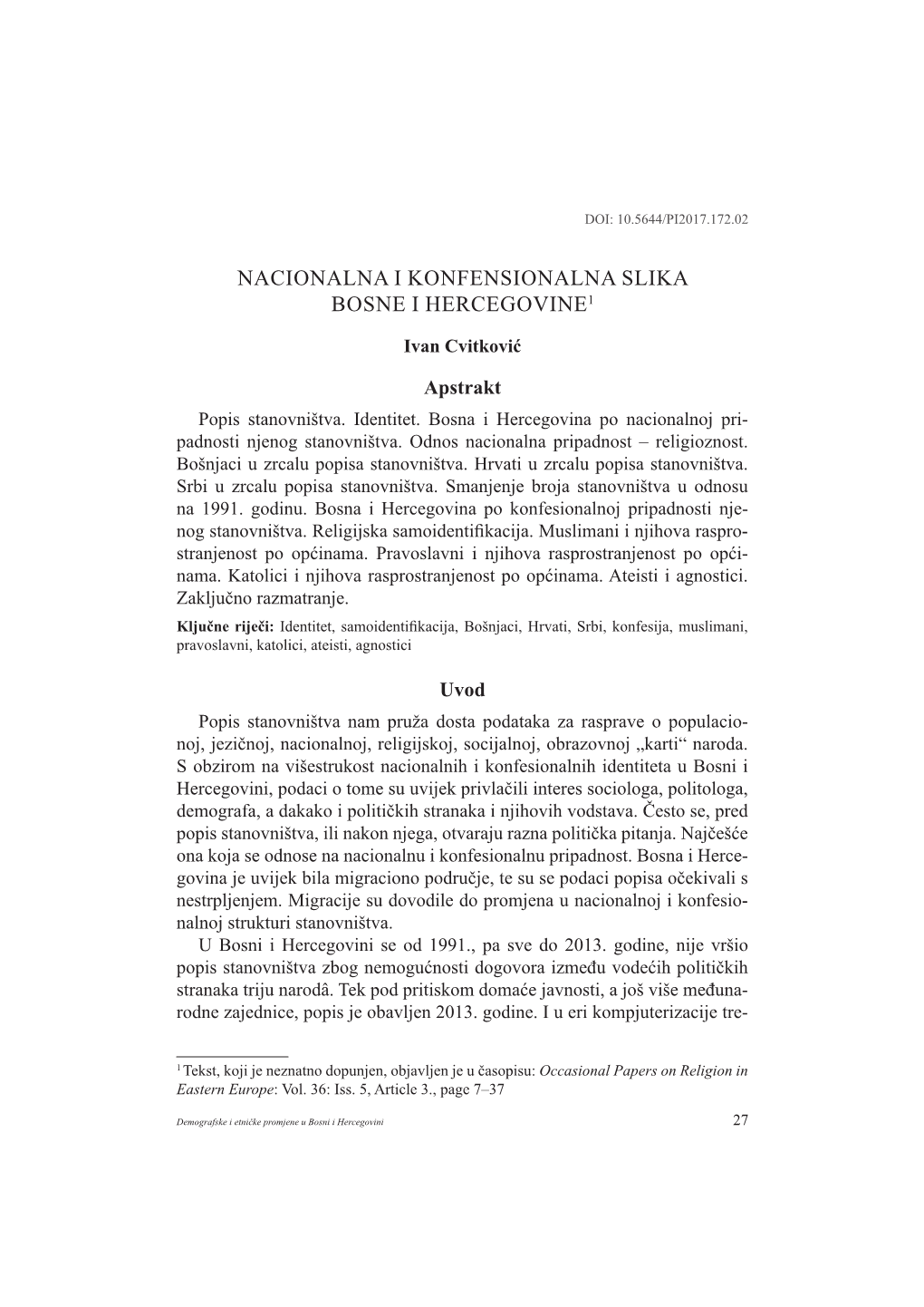 Nacionalna I Konfensionalna Slika Bosne I Hercegovine1
