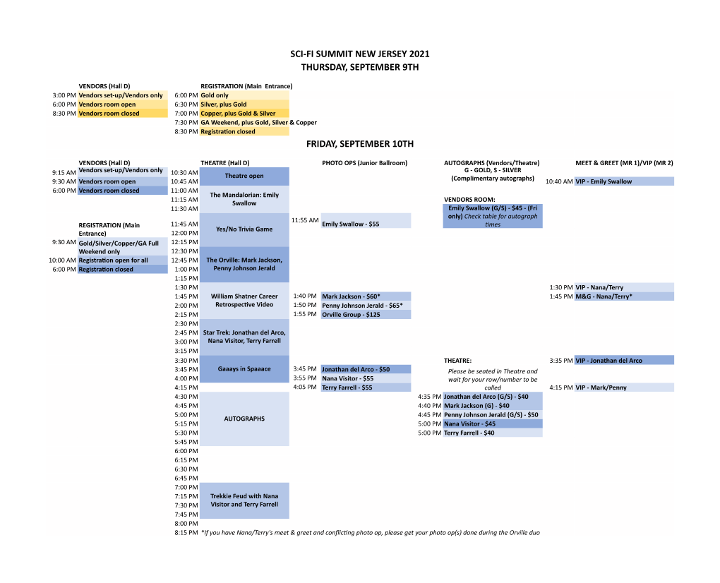 Schedule Grid