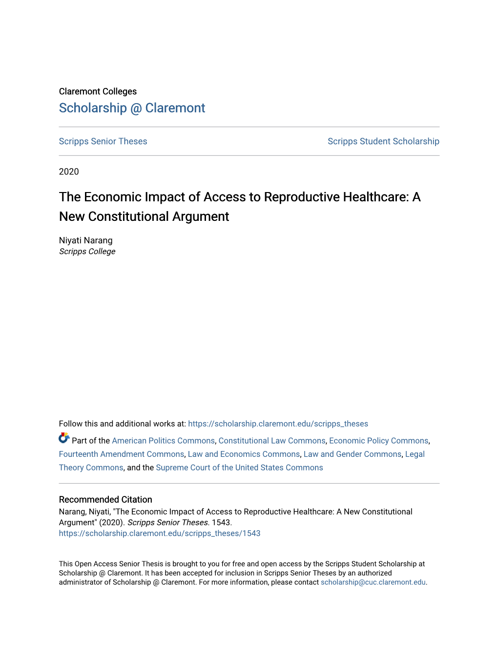 The Economic Impact of Access to Reproductive Healthcare: a New Constitutional Argument