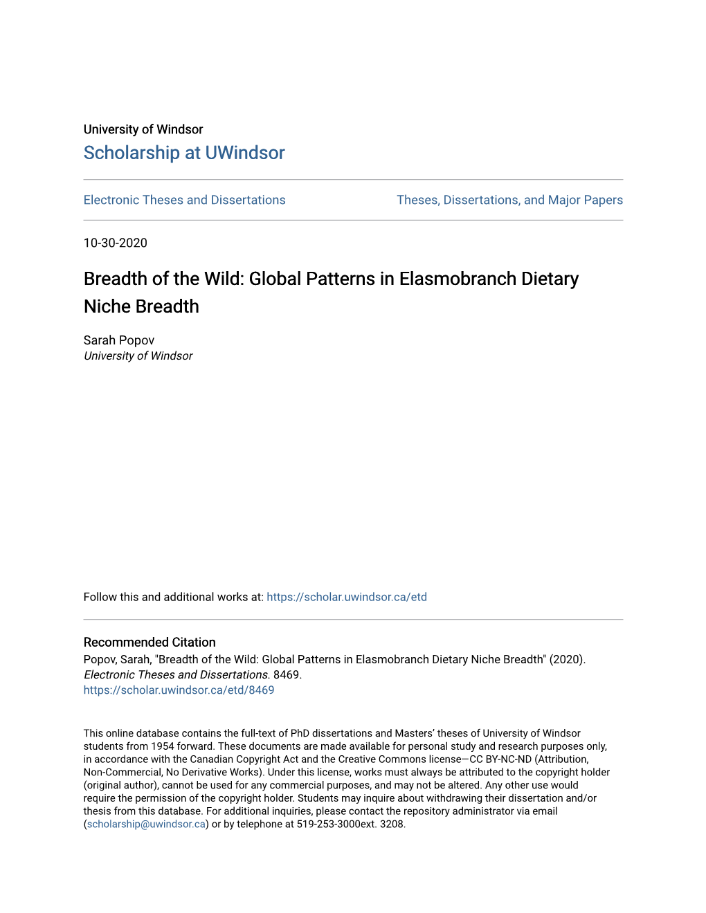 Breadth of the Wild: Global Patterns in Elasmobranch Dietary Niche Breadth