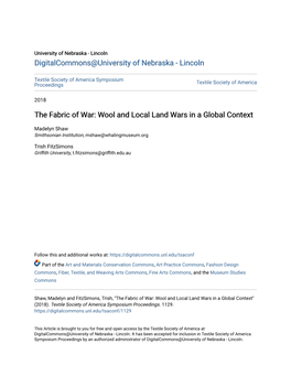 The Fabric of War: Wool and Local Land Wars in a Global Context