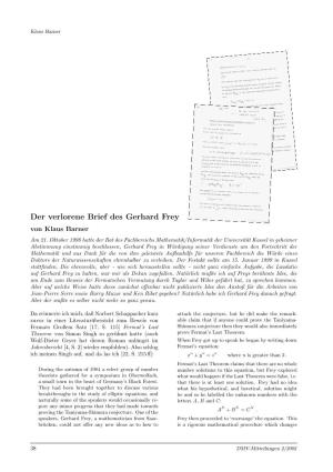 Der Verlorene Brief Des Gerhard Frey Von Klaus Barner