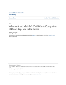Whitman's and Melville's Civil War: a Comparison of Drum-Taps and Battle-Pieces Martha M