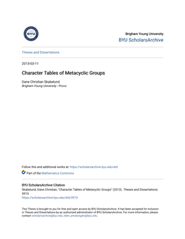Character Tables of Metacyclic Groups