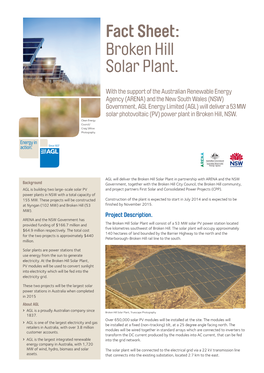Fact Sheet: Broken Hill Solar Plant