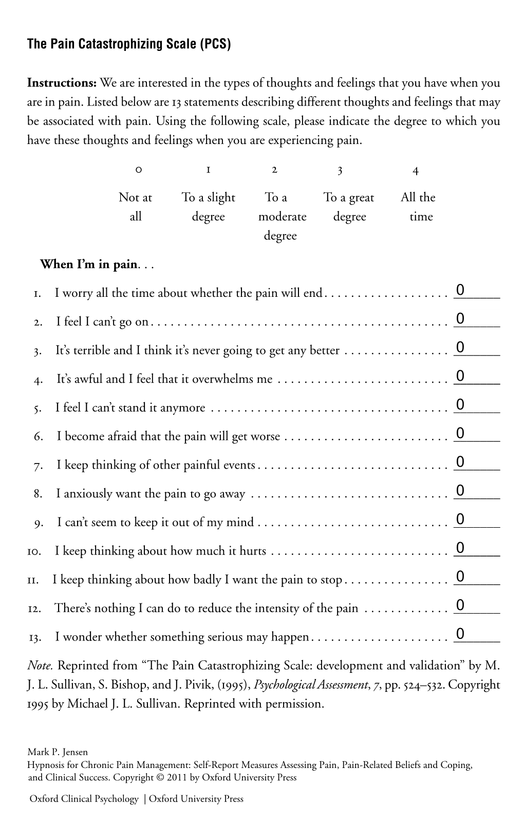 The Pain Catastrophizing Scale (PCS)