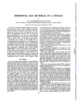 Hormonal Sex Reversal in a Female