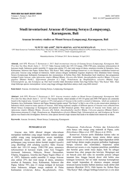 Studi Inventarisasi Araceae Di Gunung Seraya (Lempuyang), Karangasem, Bali