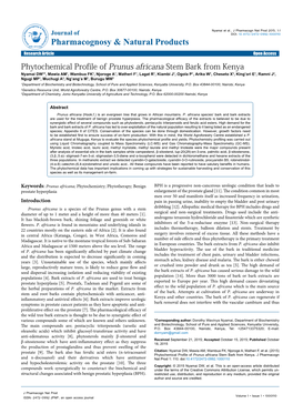 Phytochemical Profile of Prunus Africana Stem Bark from Kenya