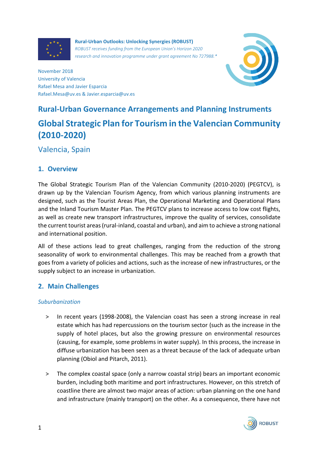 G-VAL2 Global Strategic Plan for Tourism in the Valencian