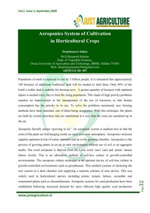 Aeroponics System of Cultivation in Horticultural Crops