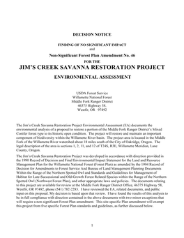 Jim's Creek Savanna Restoration Project