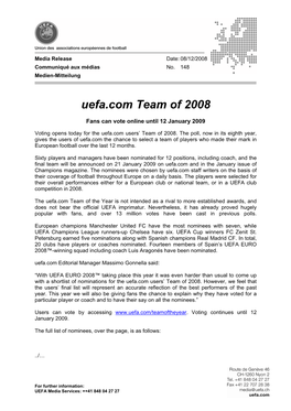 148: Uefa.Com Team of the Year 2008