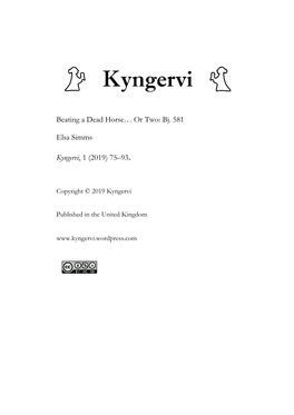 Beating a Dead Horse… Or Two: Bj. 581 Elsa Simms Kyngervi, 1
