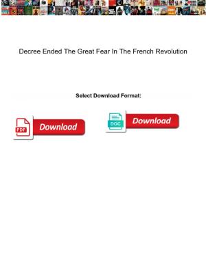 Decree Ended the Great Fear in the French Revolution