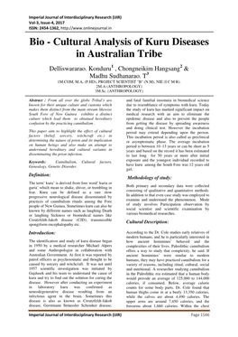 Cultural Analysis of Kuru Diseases in Australian Tribe