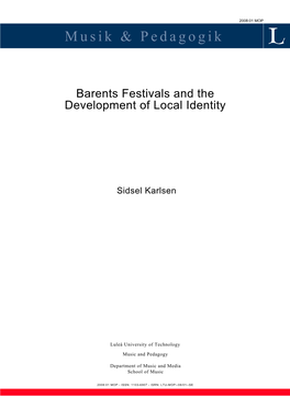 Barents Festivals and the Development of Local Identity