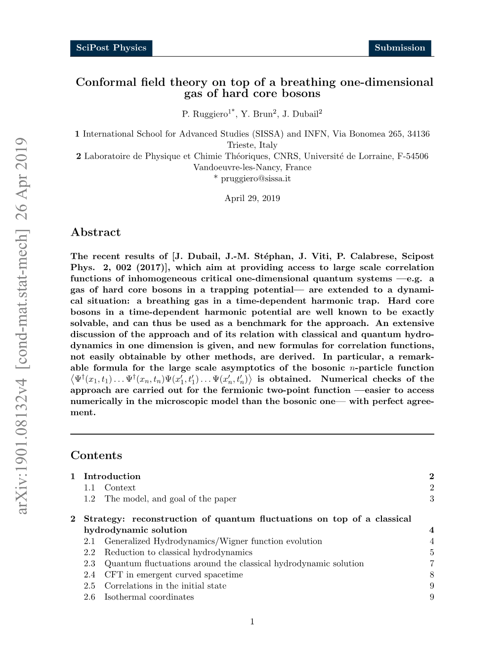 Arxiv:1901.08132V4 [Cond-Mat.Stat-Mech] 26 Apr 2019