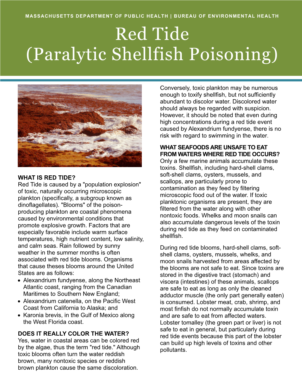 Red Tide (Paralytic Shellfish Poisoning)