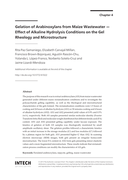 Gelation of Arabinoxylans from Maize Wastewater — Effect of Alkaline Hydrolysis Conditions on the Gel Rheology and Microstructure