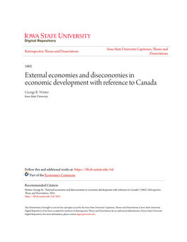 External Economies and Diseconomies in Economic Development with Reference to Canada George R