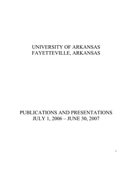 Publications and Presentations 2006-2007
