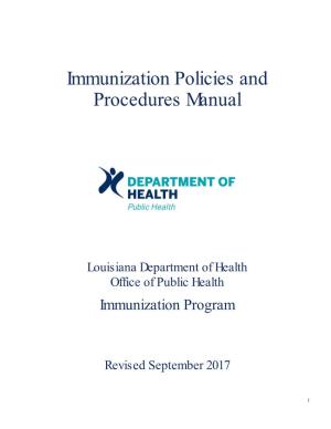 Immunization Policies and Procedures Manual