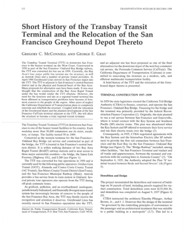 Short History of the Transbay Transit Terminal and the Relocation of the San Francisco Greyhound Depot Thereto