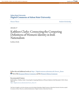 Kathleen Clarke: Connecting the Competing Definitions of Women's Identity in Irish Nationalism Kathleen Reilly