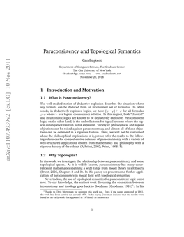 Paraconsistency and Topological Semantics