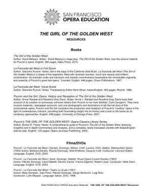 The Girl of the Golden West Resources