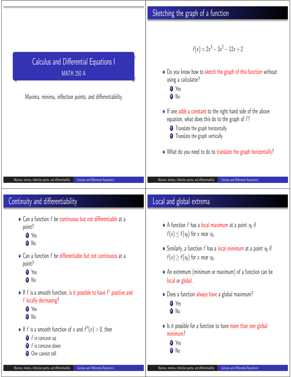 Calculus and Differential Equations I