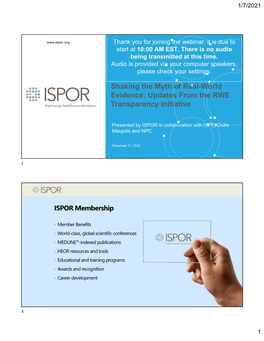 Shaking the Myth of Real-World Evidence: Updates from the RWE Transparency Initiative