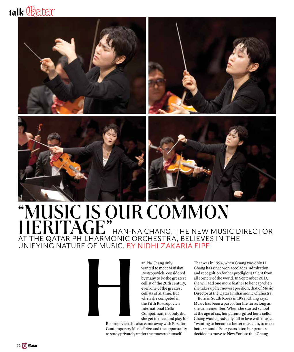 “Music Is Our Common Heritage”Han-Na Chang, the New Music Director at the Qatar Philharmonic Orchestra, Believes in the Unifying Nature of Music