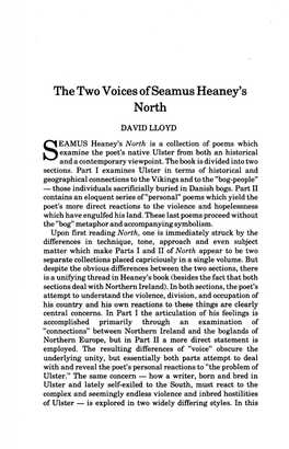 The Two Voices of Seamus Heaney's North