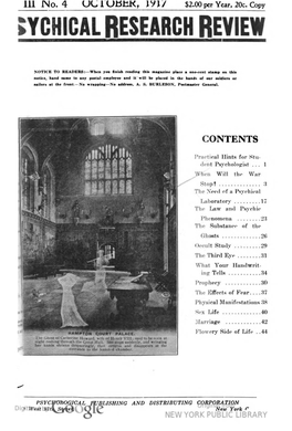 Psychical Research Review V3 N4 Oct 1917