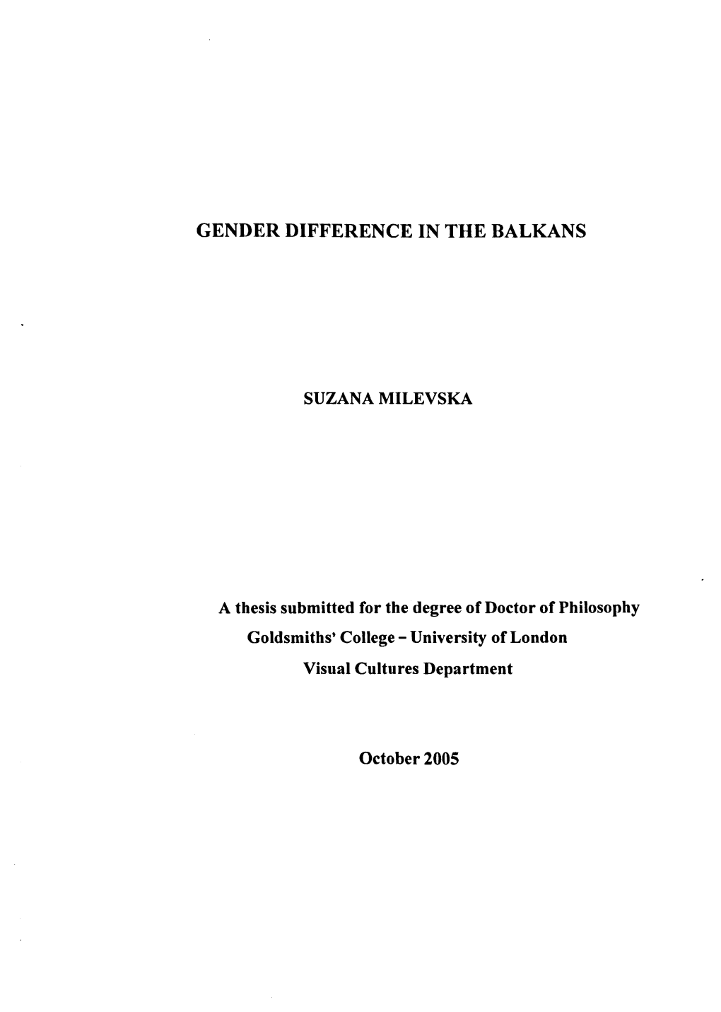 Gender Difference in the Balkans