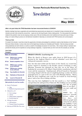 May 2020 TPHS Newsletter