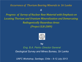Occurrence of Thorium Bearing Minerals in Sri Lanka