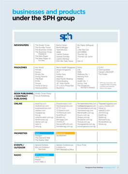 Businesses and Products Under the SPH Group