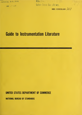Circular of the Bureau of Standards No. 567: Guide to Instrumentation