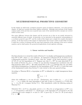 Multidimensional Projective Geometry