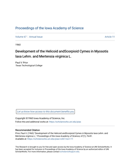 Development of the Helicoid Andscorpioid Cymes in Myosotis Laxa Lehm